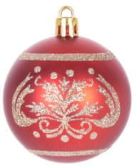 Strend Pro Gule MagicHome Vianoce, 9 ks, červené s ornamentom, na vianočný stromček, 6 cm