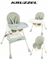 Detská jedálenská stolička 3v1 - zelená
