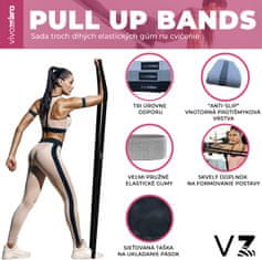 VivoVita Pull Up Bands - Sada troch dlhých elastických gúm na cvičenie